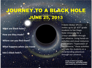 Poster describing 2013 sdsu outreach about black holes.