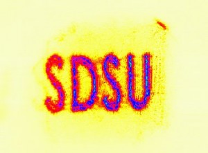 SDSU logo snapshot from a femtosecond laser.